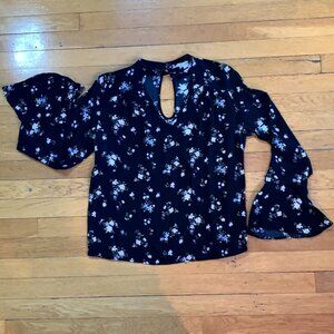 American Eagle Outfitters Women's Keyhole Floral Long Sleeve Blouse | Bl…